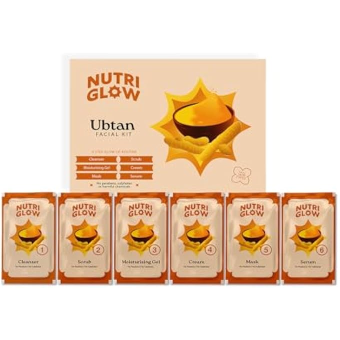 NUTRIGLOW NATURAL'S UBTAN FACIAL KIT FOR GLOWING SKIN, TAN REMOVAL WITH HALDI & CHANDAN, 60GM - Image 1